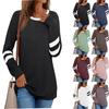 Autumn Women's Long Sleeved Shirt Spicy Girl Casual Round Neck Color Blocked Top Fashionable T-Shirts Women’s