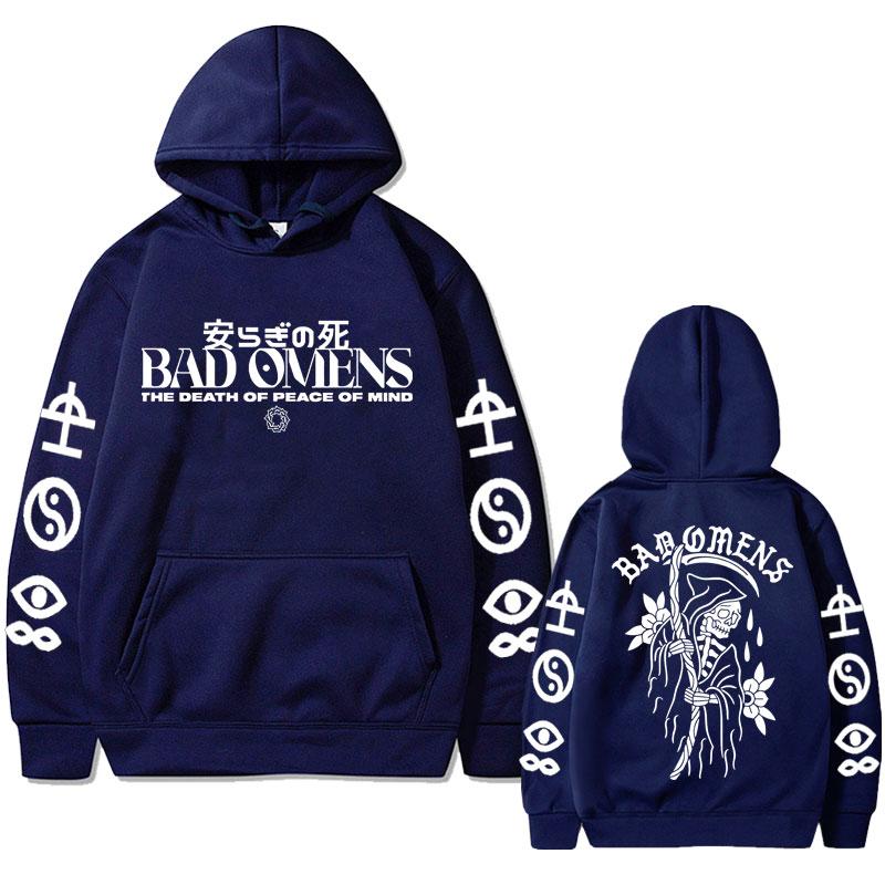 Bad Omens Band Tour American Music Print Hoodie The Death of Peace of Mind Skeleton Graphic Hoodies Male Rock Gothic Sweatshirts