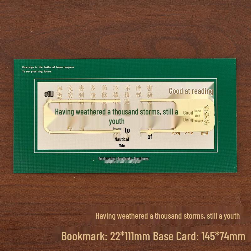 Exquisite Metal Brass Bookmark with Chinese Calligraphy - Inspirational Gift Box for New Year