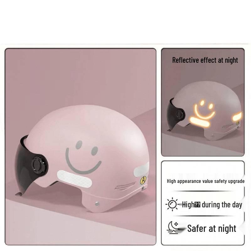 Smiley Face Helmet: New Certified National Standard, Sun-Protected, Ideal for Electric Scooter or Motorcycle Use