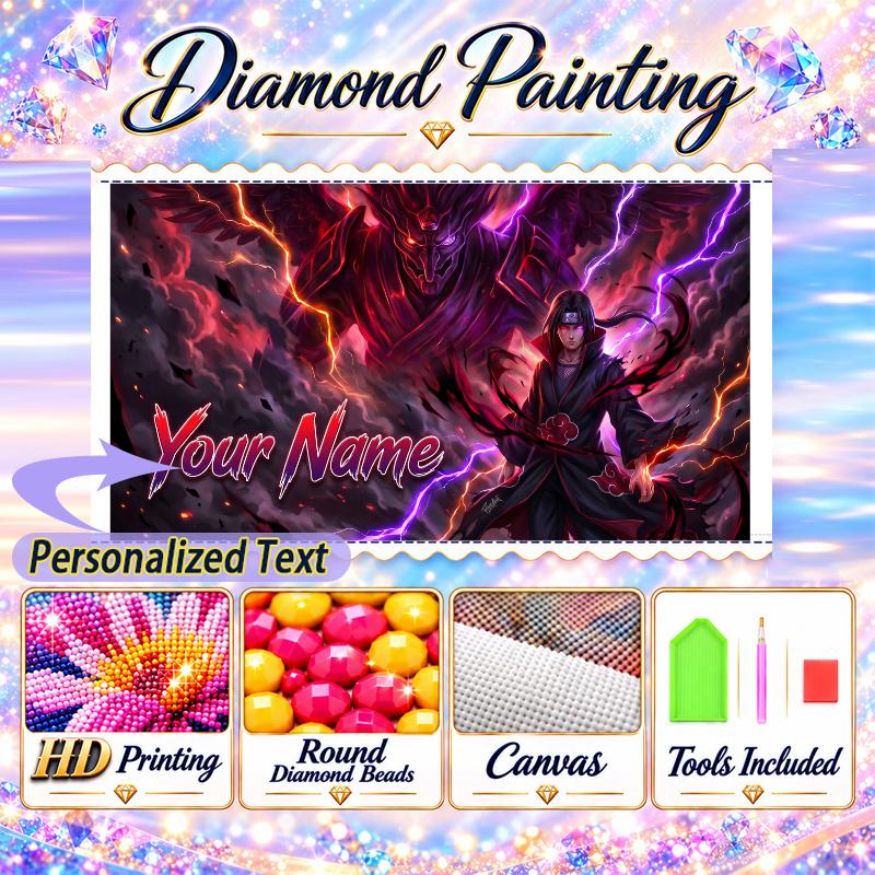 Personalized Itachi Uchiha Diamond Art Custom Name 5D Diamond Painting Full Drill DIY Craft