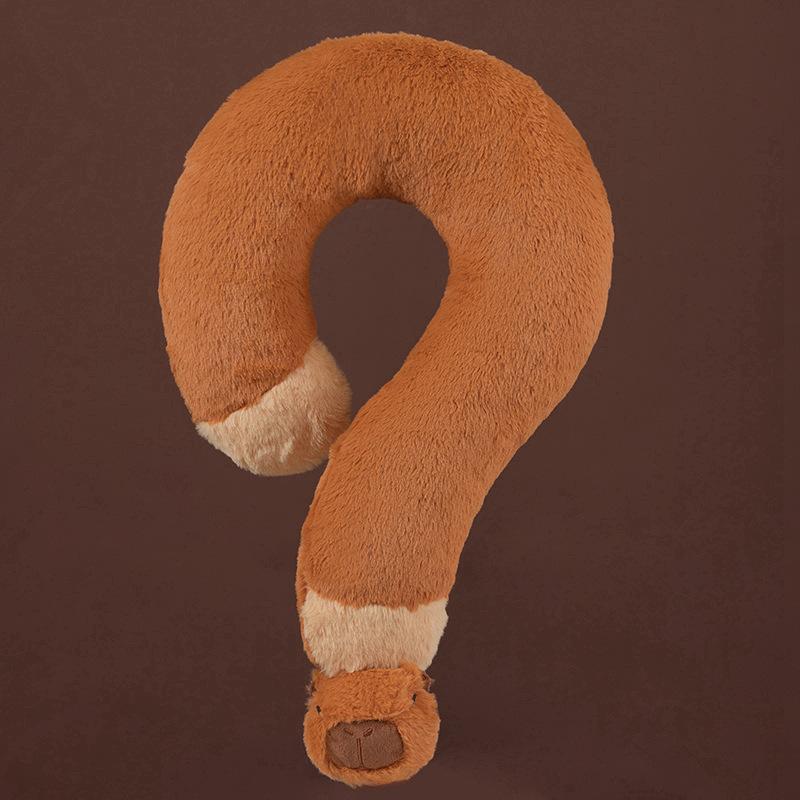 

Креативная подушка-вопросительный знак капибара, плюшевая игрушка-кукла капибара, U-образная подушка, успокаивающая тряпичная кукла для сна для девочек 52cm（0.4kg） темно-коричневого