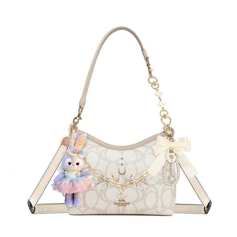 

COACH shoulder bag [Customized bag] Laurel Signature 31 brand print gold accessories doll bow pearl chain coated Send a letter in spring basic model золотий