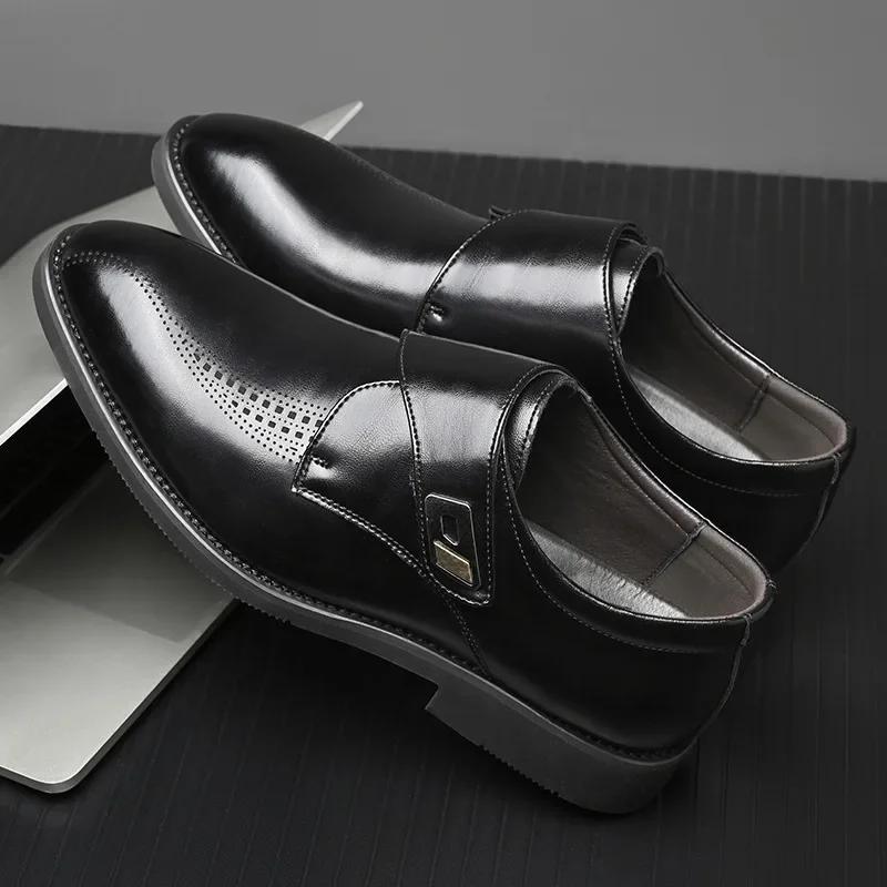 Fashion High Quality British Velcro Work Business Casual Formal Wear Men Slip on Leather Shoes Baita Leather Shoes for Men