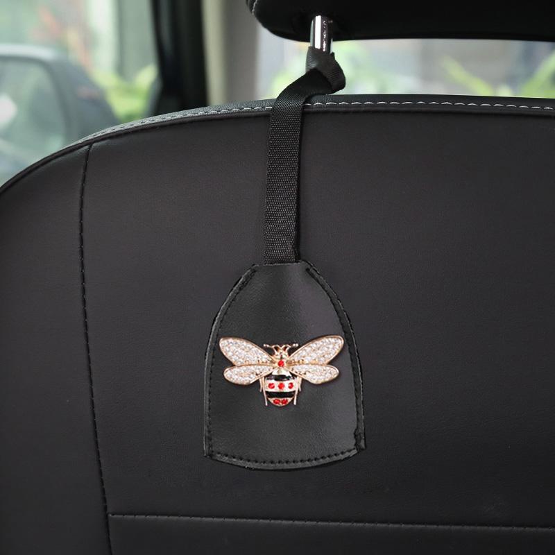 1PC Creative Car Hooks Crown Flower Leather Car Seat Headrest Hanger Storage Pull-out Type Hooks For Groceries Bag Handbag