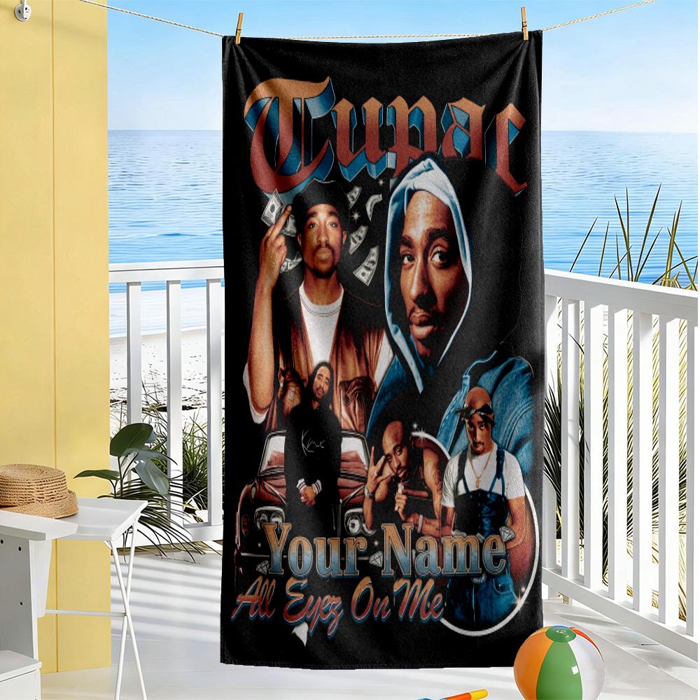 2pac Customized Name Beach Towel Super Soft Microfiber Quickdry Fabric Ideal for Travel Outdoor Swim Pool Yoga Surf Camping Hiking Gym Gift Holiday