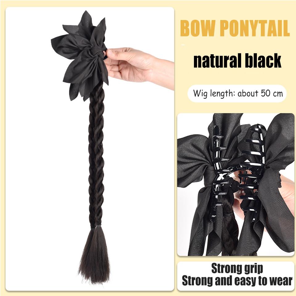 Ponytail Synthetic Wig Rose Feather Grip Female Twist Boxing Braid Feather Rose Grip Low Side Ponytail