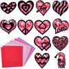 Gueevin 36 Pieces Heart Paper Suncatcher Kits for Kids Valentine's Day Heart Shape Suncatcher Craft and Window Stained Glass Effect Paper Contact for