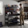 Workbench with Adjustable Shelves, Pegboard and 2 Drawers, 122x61x156 cm, Black