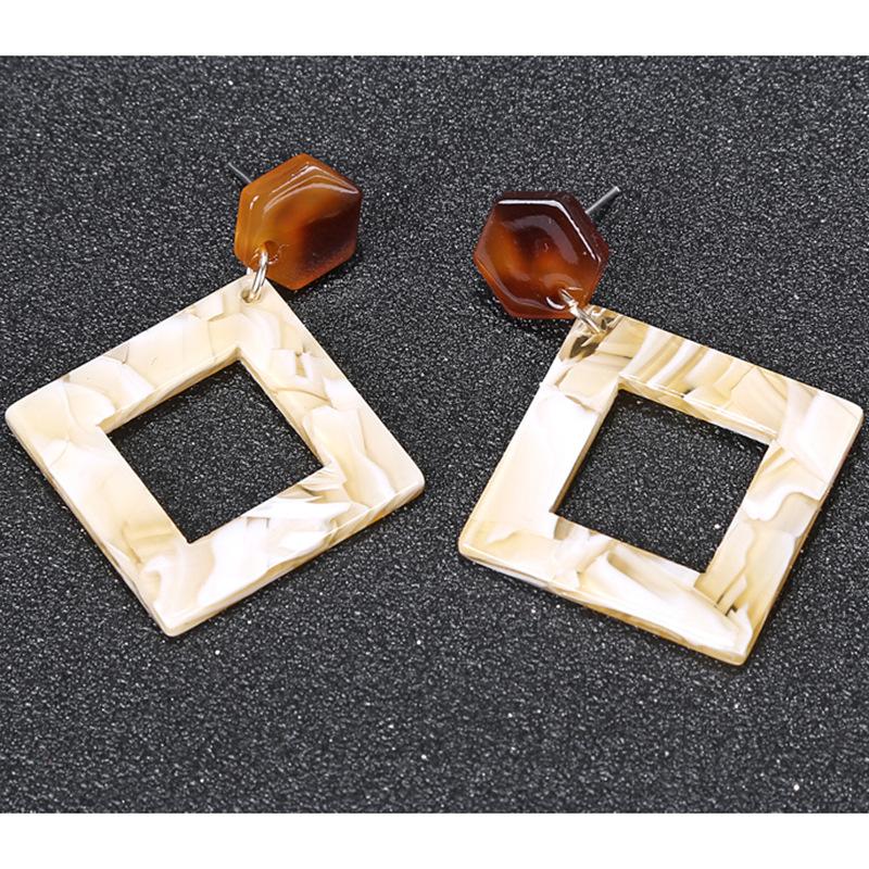 Korean Fashion Retro Long Earrings Acrylic Geometric Earrings