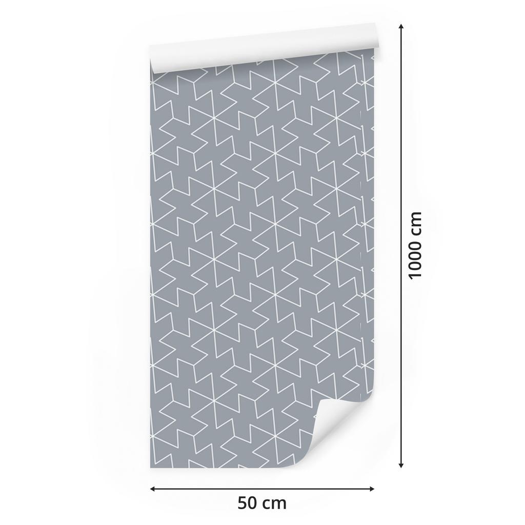 Wallpaper Geometric Pattern Gray and Light Gray 50x1000