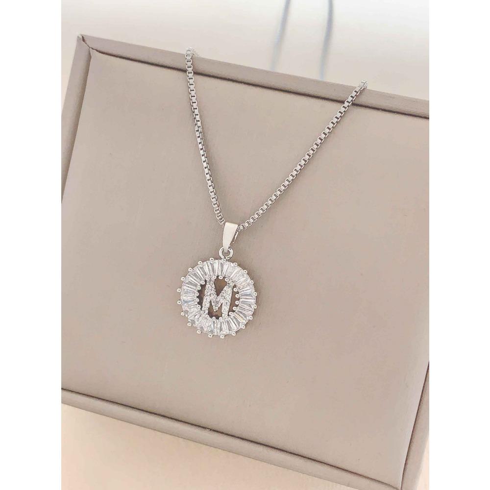Necklace Does Not Fade, Women's Summer Square Circle Letter Necklace, Titanium Steel Necklace, Versatile High-end Clavicle Chain