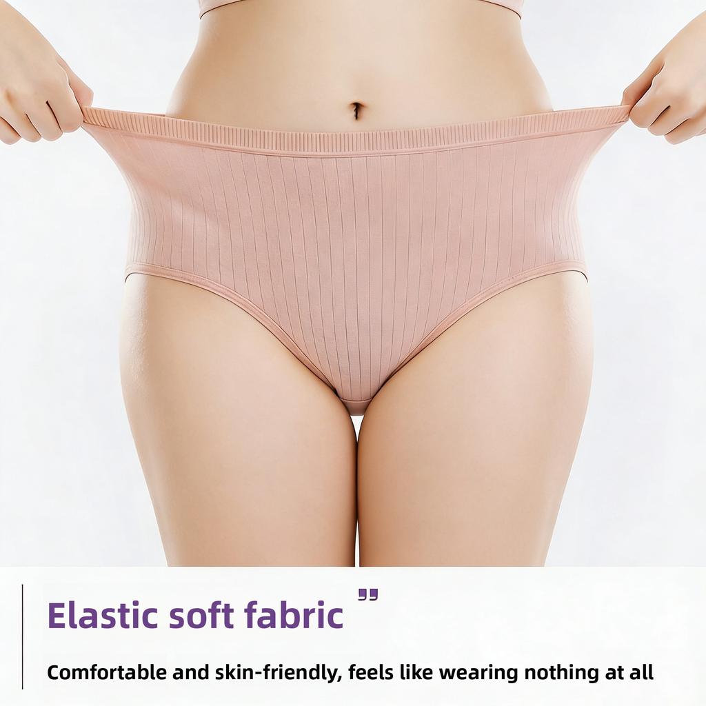 Large Size Women Spring and Autumn High Waist Belly Lift Hip Antibacterial Crotch Waist Breathable Hip Briefs