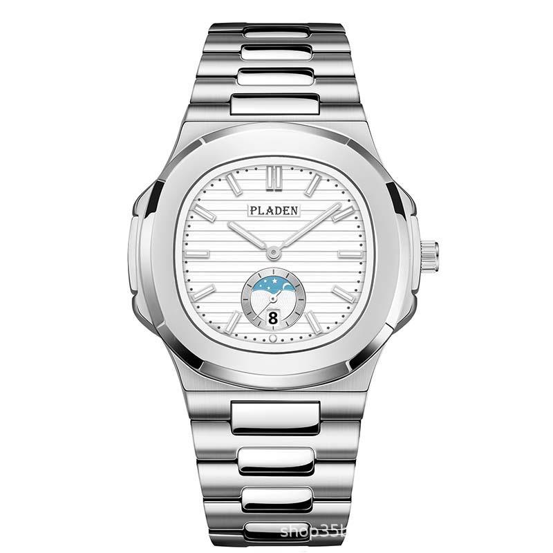 PLADEN Mens Quartz Watch Stainless Steel Waterproof Luminous Casual Sports Wristwatch
