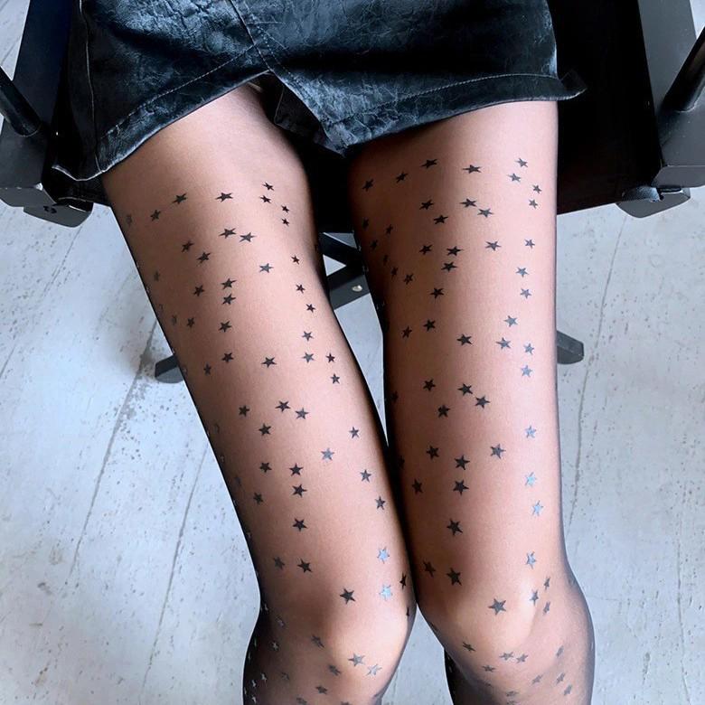 Letter Print Patterned Stockings - Breathable Spring/Summer Thin Pantyhose