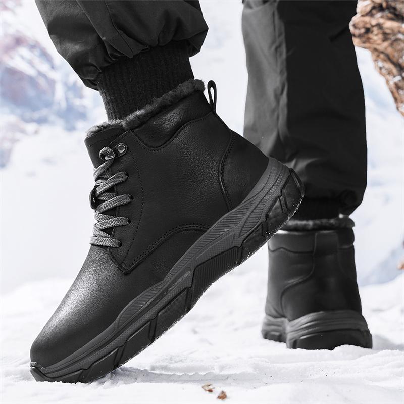 Mens Winter Boots Retro Combat Boots Leather Anti Slip Wear-resistant Outdoor Men's Winter Boots