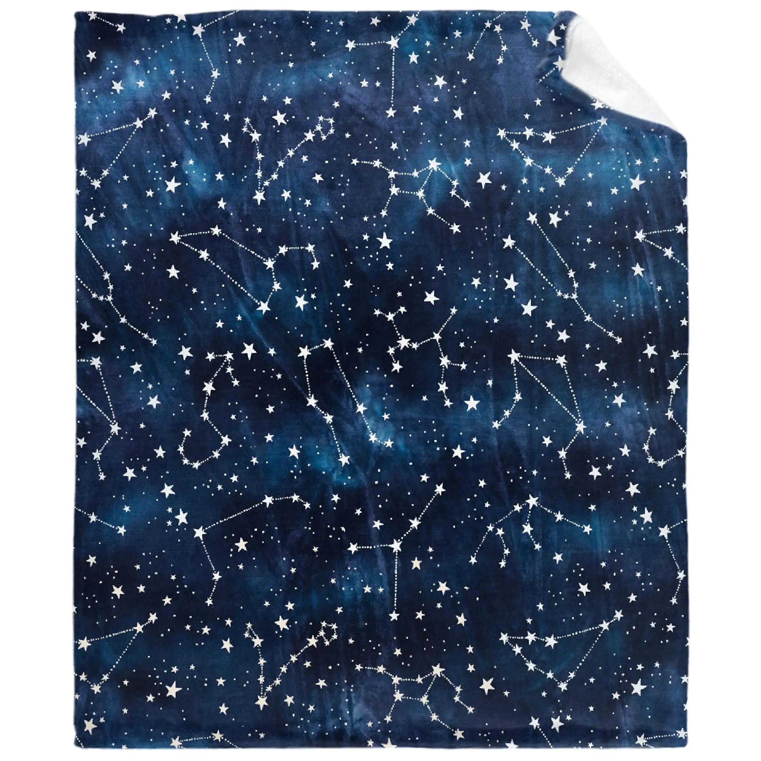 

Плед «Звездное небо» Ультрамягкий Легкий Фланелевый Микрофибра Плед для Любителей Созвездий Диван Кровать Подарки#(1) 75X95CM серый