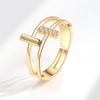 Luxury Double Layer Cross Open Ring For Women Minimalist Personalized Index Finger Zircon Stone Ring