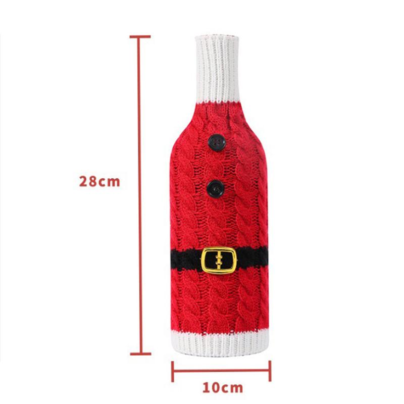 Christmas Wine Bottle Cover Striped Knitted Wine Bottle Sleeve Santa Claus Woven Kitchen Dining Room Xmas Party Table Decoration