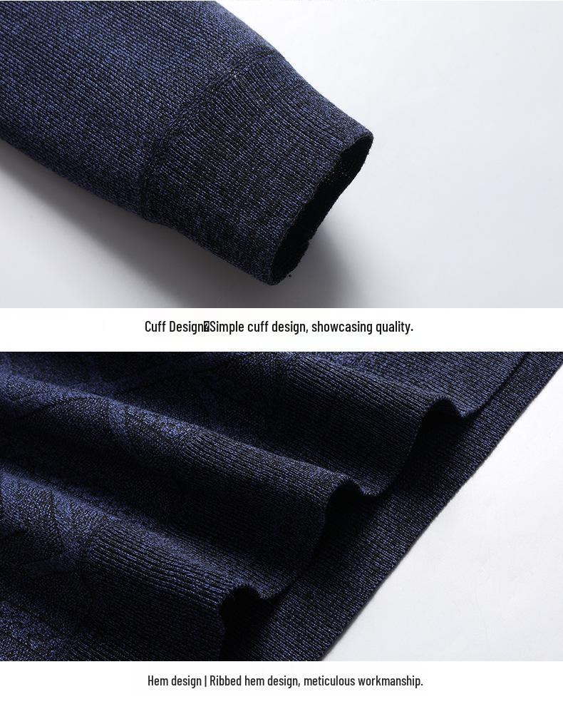 Men's Autumn/Winter Fleece-Lined Sweater for Middle-Aged & Elderly - Warm, Thick, Round Neck Design