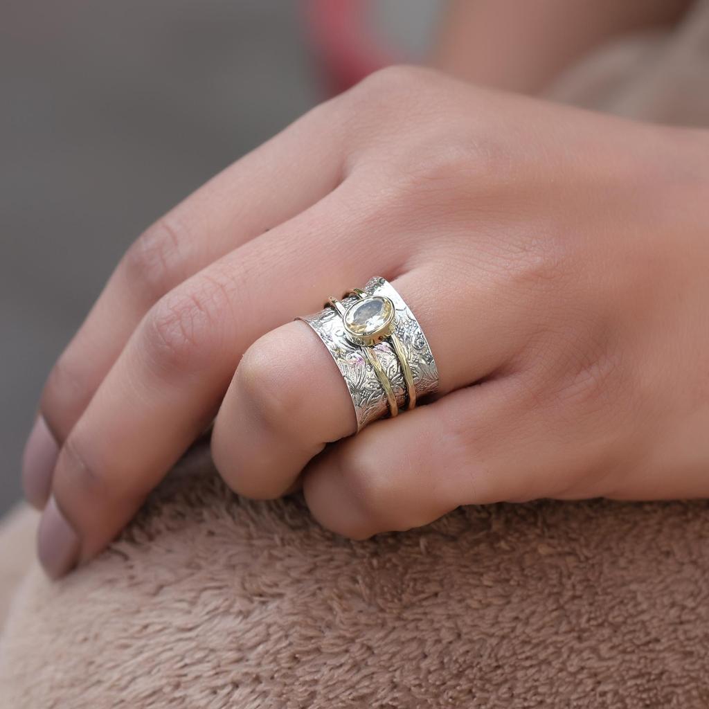 Meditation Spinner Ring, Silver Jewelry, Anxiety Ring, Fidget Ring, Birthstone Jewelry