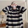 Unisex American Striped Color Block Round Neck Sweater - Autumn/Winter Trendy Knit Pullover