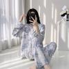 1011 Cotton and Silk Pajamas Women's Long-sleeved Trousers Large-size Two-piece Suit Girl Cute and Sweet New Loungewear