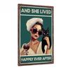 1pc Black Cat Vintage Metal Tin Sign, And She Lived Happily Ever After - Wall Art Decor for Kitchen Bar Cafe Restaurant Club