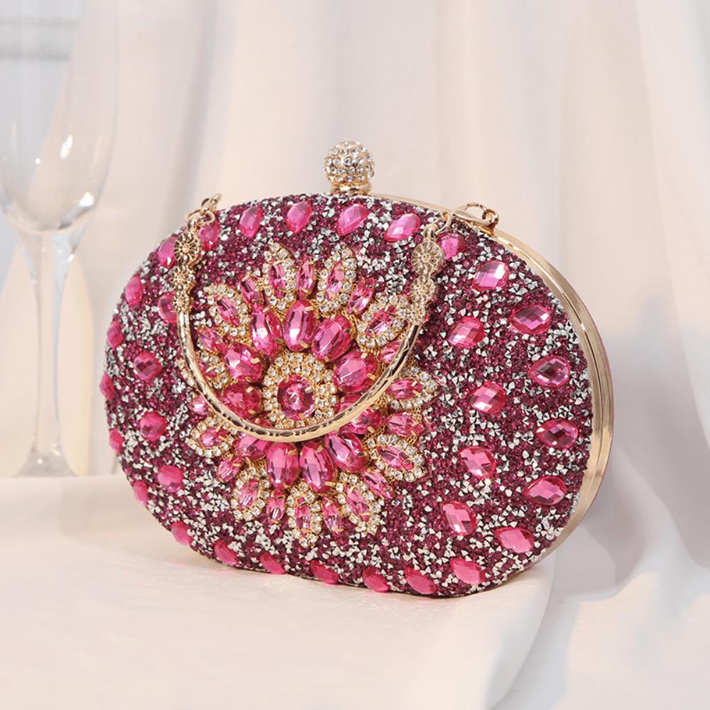 Clutch Tasche Legierung Abendtasche Promi Kleid Bankett Handtasche Damen Pink bunt