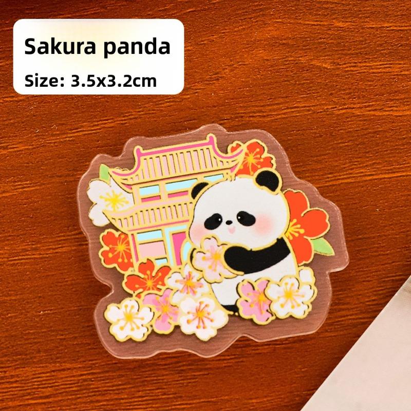 

Милый магнит на холодильник в виде панды, мультяшное магнитное украшение для холодильника, акриловый лист, памятный маленький подарок Cherry blossom panda