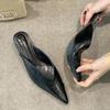 2025 Summer Simple Temperament Bag Head Half Slippers Women's Shoes Wear Versatile One Pedal Middle Heel Sandals