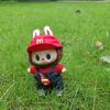 17cm Labubu Vinyl Pendant Doll with Dungarees & T-shirt