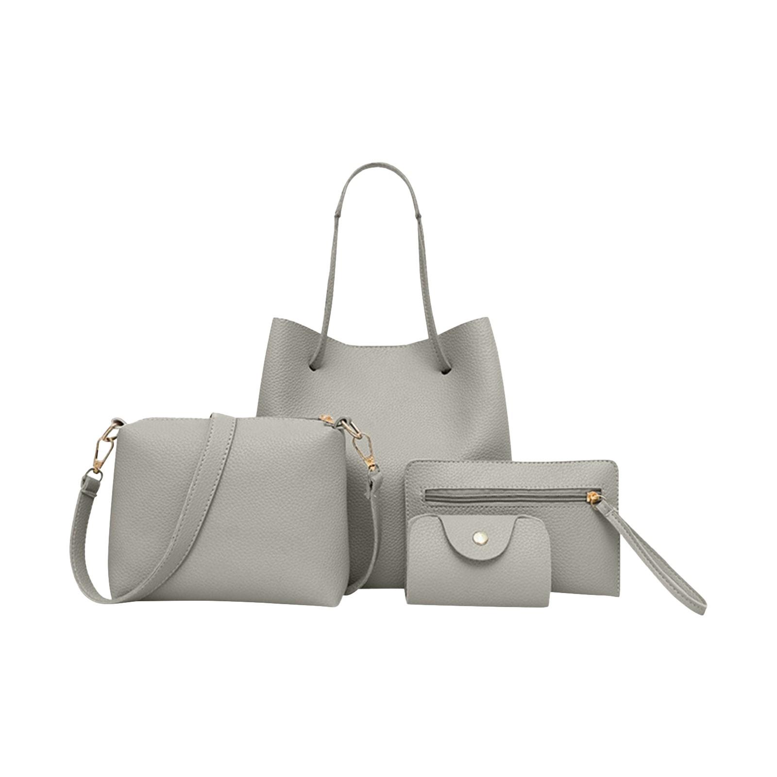 

4 шт., комплект женских сумок, стильный женский кошелек из искусственной кожи, сумка через плечо, модный декор, аксессуар One Size