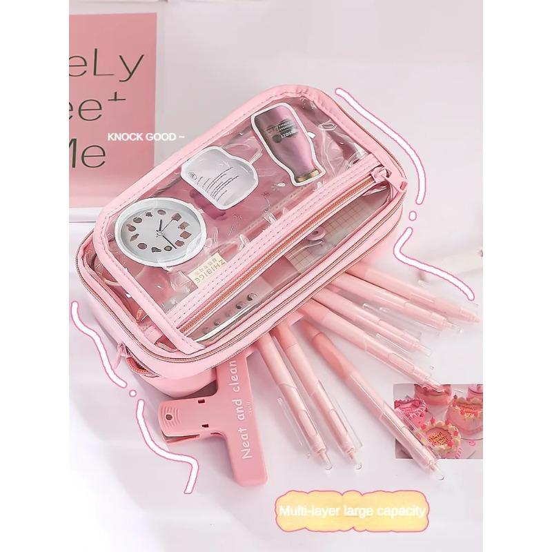 Transparent Pencil Case  Style Niche Powerful Stationery Box Good Quality for Elementary School Students