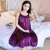GMXIA Summer Ice Silk Nightgown Long Dress, Thin Silk Skating Set, Soft and Comfortable Women's Pajamas and Home Wear