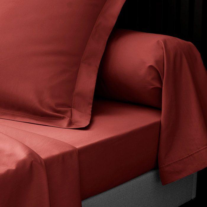 Drap plat en percale de coton 180 x 290 cm terracotta