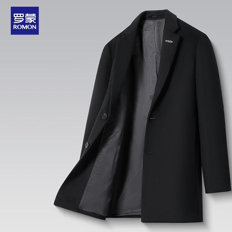 ROMON E Men's Wool Blend Mid-Length Overcoat