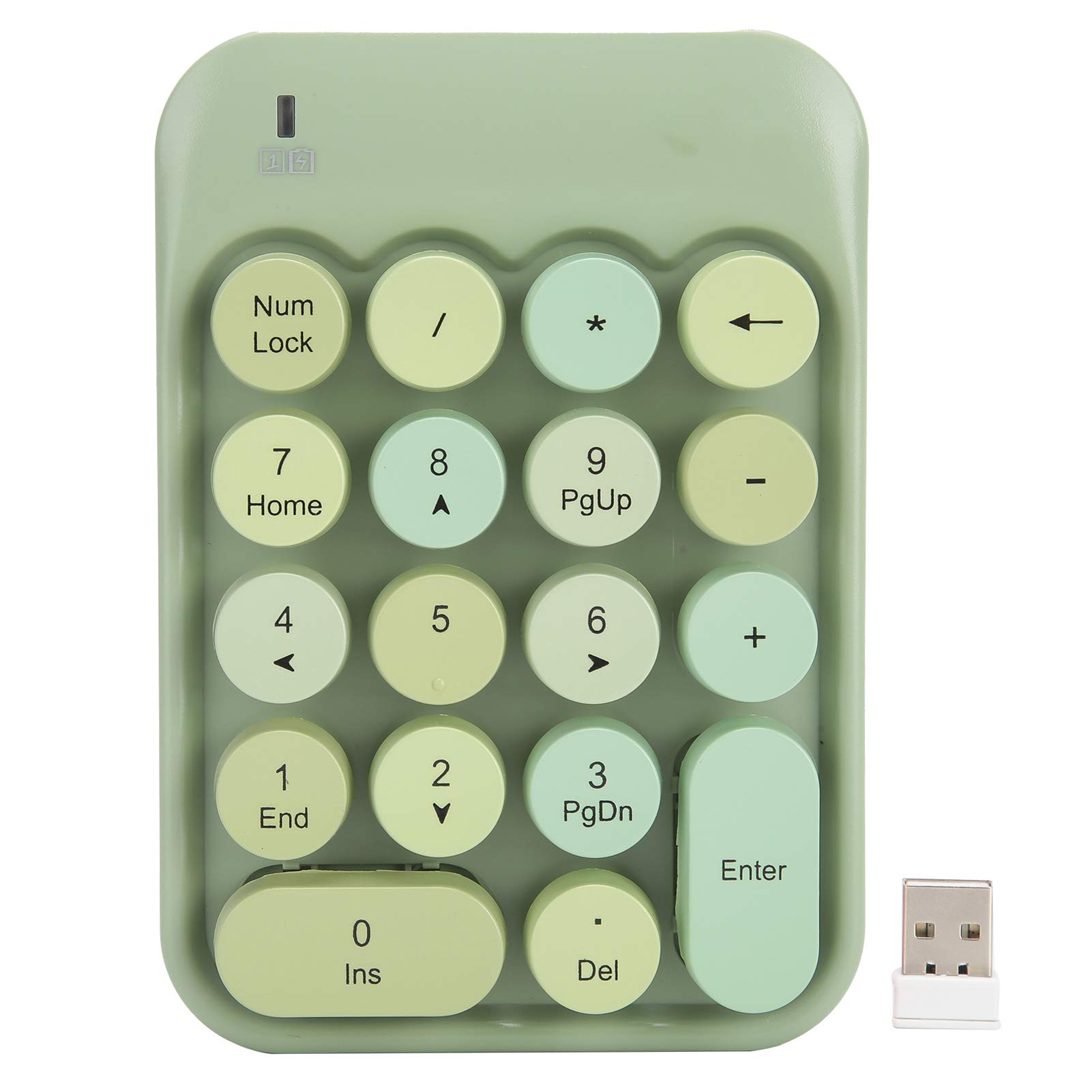 

Wireless 2.4G Numeric Keypad with Backspace Key for One-Handed Use, Quiet Typing, and Long Life, Compatible with XP, Win7, Win8, Win10, and iOS