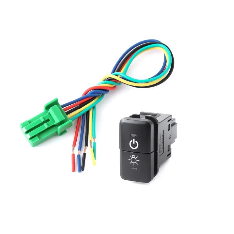1PCS Car Dual Key Switch DRL LED fog light power supply Switch button With Connection Wire For Toyota old FJ Cruiser Prado LC120