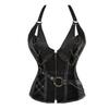 Costume da pirata vichingo medievale per adulti Costume da cavaliere gotico per donna Corsetto di Halloween Cosplay Steampunk Gilet in pelle con corazza in metallo