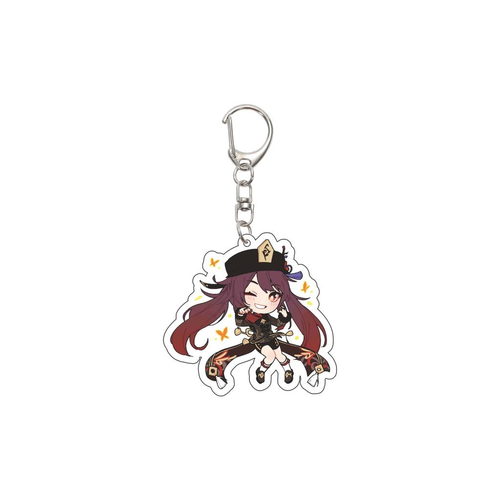 55MM Anime Genshin Impact Keychain Hu Tao Key Chain Acrylic Model Plate Christmas Gifts