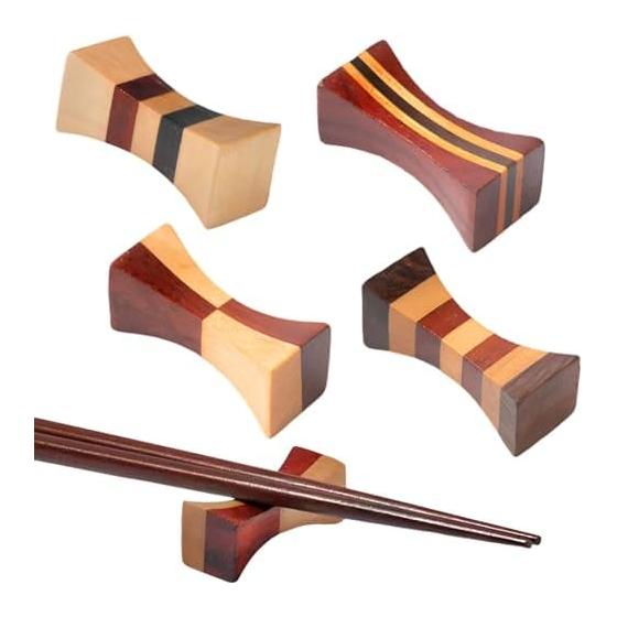 Fogman Chopstick Rests - Cute & Stylish Wooden Chopstick Holders, Japanese Style Cutlery Rest Set of 4, Natural Wood, Versatile for Any Occasion,