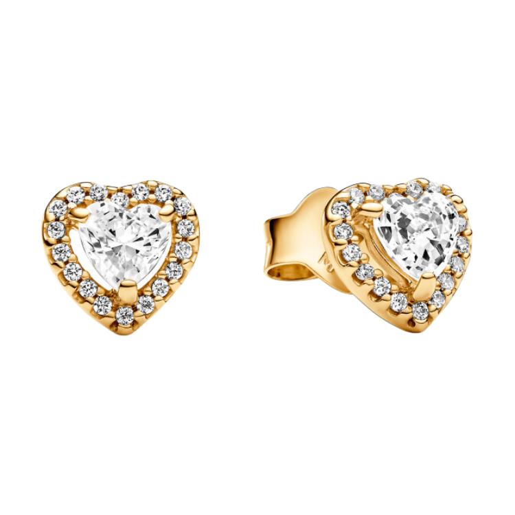 Pandora Original Design Gold Plated Copper Silver Alloy Cubic Zirconia Stud Earrings Unisex earrings 268427C01 Shopping Bag