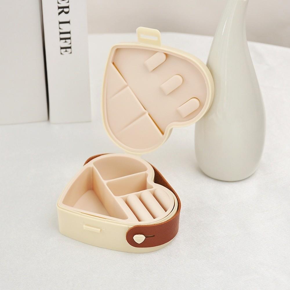 Creative Plastic Jewelry Storage Box Snap Button Mini Jewelry Case Heart-Shaped Travel Organizer Travel Use
