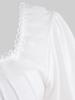 Rosegal Gothic Puffärmel Blumenspitze Panel Gebunden Rüschen Geraffte Solide Asymmetrische Kurzes Top