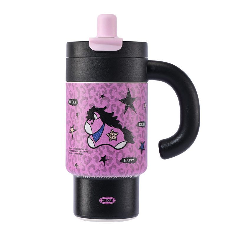 Large-Capacity Insulated Cup with Handle for Women, Stylish Ice Cup, Portable Car Coffee Cup, Outdoor Water Bottle, Tea Cup