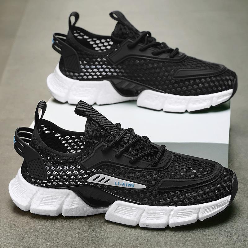

New summer breathable mesh shoes men s thin casual shoes trendy men s shoes non-slip sneakers real popcorn cold sticky 44 чорний