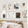 Picasso Line Woman Face Bird Beige Black Wall Art Canvas Painting Geometry Posters And Prints Wall Pictures Living Room Decor