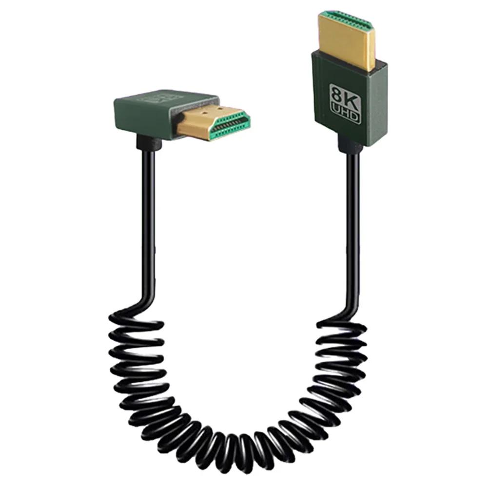 8K HDMI-Compatible To HDMI-Compatible Coiled Cable 48Gbps HDMI-Compatible To Mini/Micro HD Cable for Camera/Camcorder/PC/Monitor