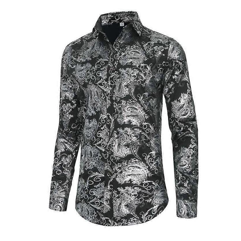 Camicia Casual da Uomo a Maniche Lunghe con Bottoni e Jacquard